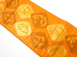 アンティーク　菱に草花模様織り出し袋帯（着用可）